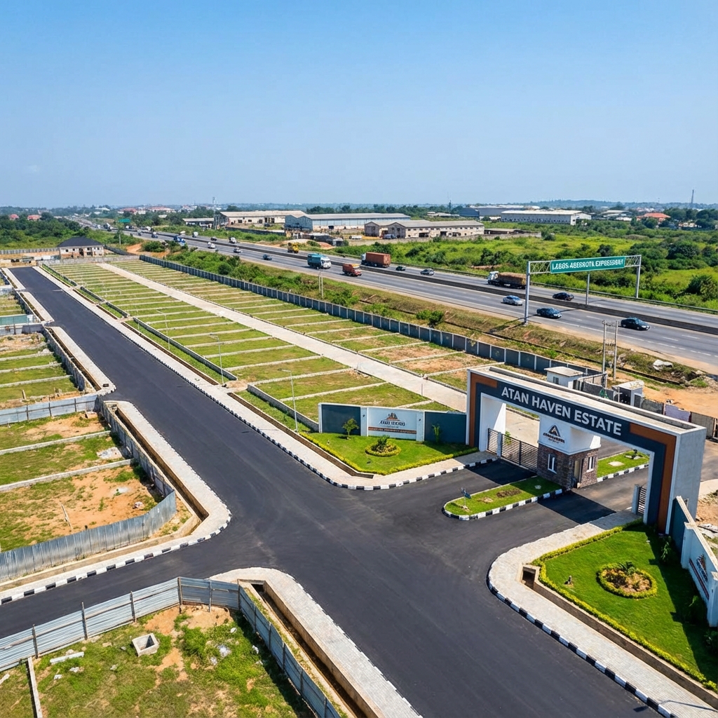 Whitehouse Estate Atan Ogun - Gated estate along Lagos-Abeokuta expressway corridor with modern infrastructure
